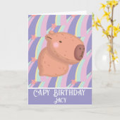 Carte Capybara Arc-en-ciel Anniversaire Mignon (Fleur jaune)