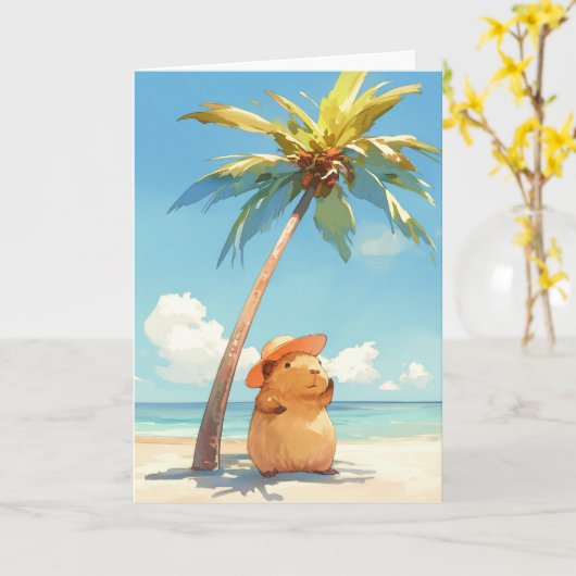 Carte Capybara Aux Tropiques (Fleur jaune)