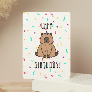 Carte Capybara avec le Casquette du Parti Capy Anniversa