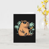 Carte Capybara avec queue - ambiance détendue (Fleur jaune)