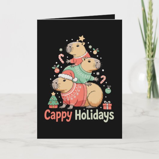 Carte Capybara Cappy de Noël Arbre de Noël Saison des Fê (Devant)