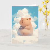 Carte Capybara Chilling sur un nuage (Fleur jaune)