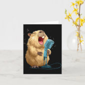Carte Capybara de karaoké mignon avec micro pour chanteu (Fleur jaune)