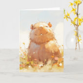 Carte Capybara Détendu et Douillet (Fleur jaune)