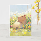 Carte Capybara Détente (Fleur jaune)