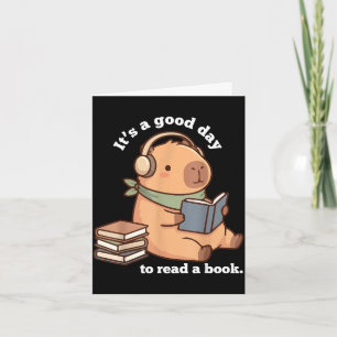 Carte Capybara drôle lisant un livre de lecture mignon p