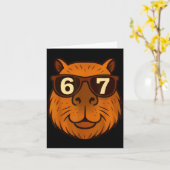 Carte Capybara drôle Sungles 67 Six Sept Mème  (Fleur jaune)