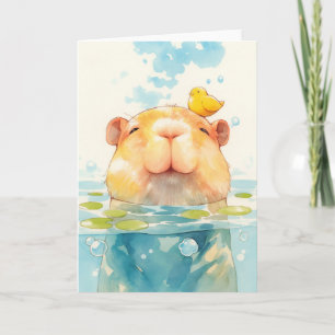 Carte Capybara et Ami Oiseau
