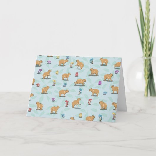 Carte Capybara et mushroom pattern (Devant)
