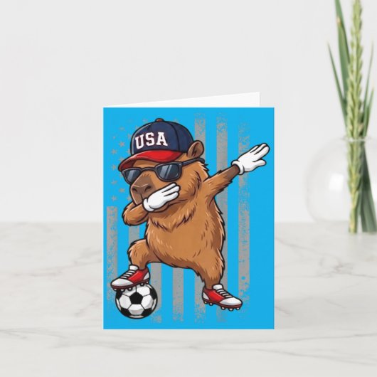 Carte Capybara faisant le dab Funny Soccer Garçons Fille (Devant)