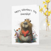 Carte Capybara Fantaisiste Joyeuse Saint-Valentin (Fleur jaune)
