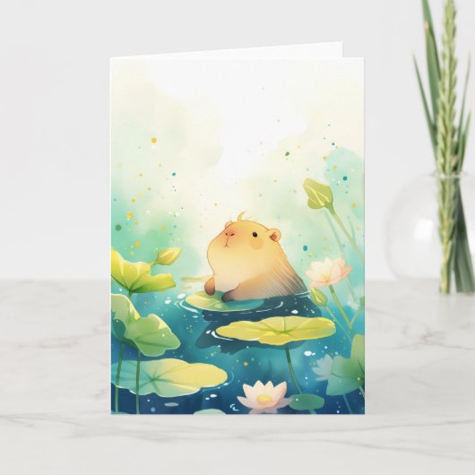 Carte Capybara Flottant dans le Bonheur (Devant)