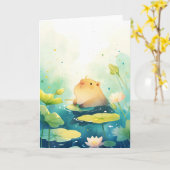 Carte Capybara flotter dans les liss (Fleur jaune)