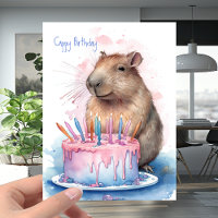 Capybara + Gâteau aux bougies - Joyeux anniversair