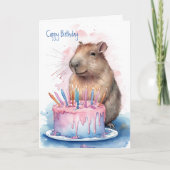 Carte Capybara + Gâteau aux bougies - Joyeux anniversair (Devant)