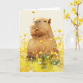 Carte Capybara Goofy Smile (Fleur jaune)