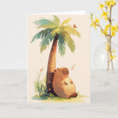 Carte Capybara Napper Sous Palmier (Fleur jaune)