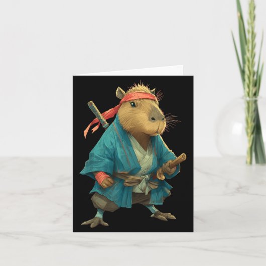 Carte Capybara Ninja Samouraï Japon Drôle Graphique Japo (Devant)