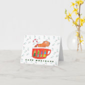 Carte Capybara Noël mignon Capybara voeux chaleureux (Fleur jaune)