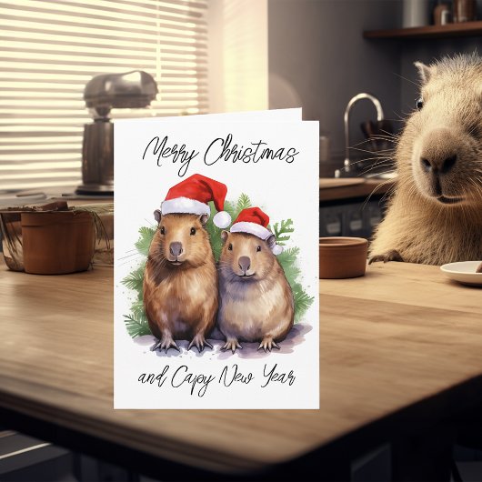 Carte Capybara Noël Nouvel An