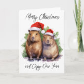 Carte Capybara Noël Nouvel An (Devant)