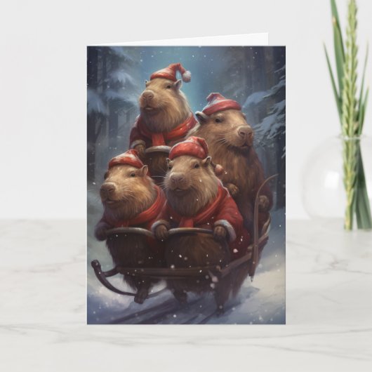 Carte Capybara Noël vacances Capy (Devant)