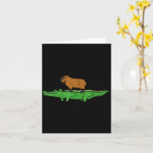 Carte Capybara On Crocodile Capy Alligator Rodent Men Wo (Fleur jaune)