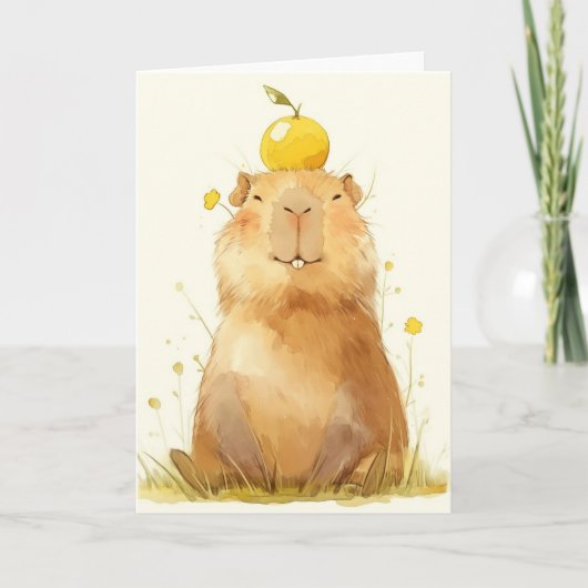 Carte Capybara Orange Vous Êtes Heureux (Devant)