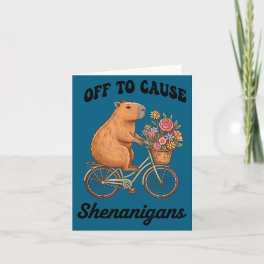 Carte Capybara part pour causer des espiègleries jour de (Devant)