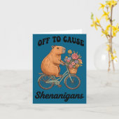 Carte Capybara part pour causer des espiègleries jour de (Fleur jaune)