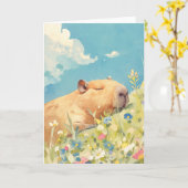 Carte Capybara Power Nap (Fleur jaune)