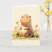 Carte Capybara qui profite de la vie (Fleur jaune)