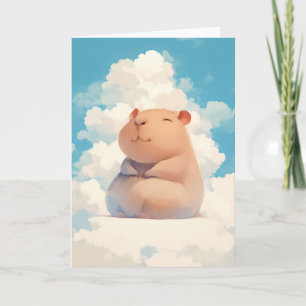 Carte Capybara se détendant sur un nuage