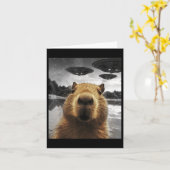 Carte Capybara Selfie Funny Xmas Animal Graphisme Capyba (Fleur jaune)