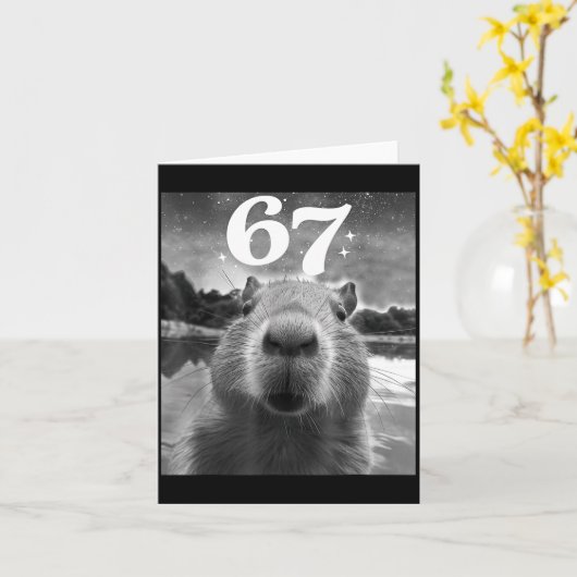 Carte Capybara Selfie With 67 Meme Capy Graphic For Men (Fleur jaune)