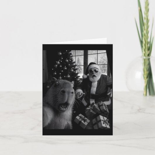 Carte Capybara Selfie With Santa Funny Capybara For Men (Devant)
