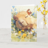 Carte Capybara Sieste Paisible (Fleur jaune)
