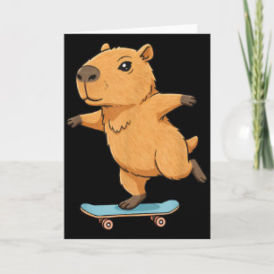 Carte Capybara skater drôle skateboard ballerine garçon