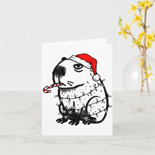 Carte Capybara Smoking Christmas Ugly Cigarette Gen Z (Fleur jaune)