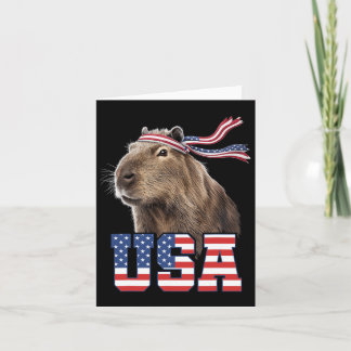 Carte Capybara Usa Drapeau Américain Patriotique Hommes