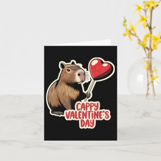 Carte Capybara Valentine, Cappy Valentines Day, Capybara (Fleur jaune)