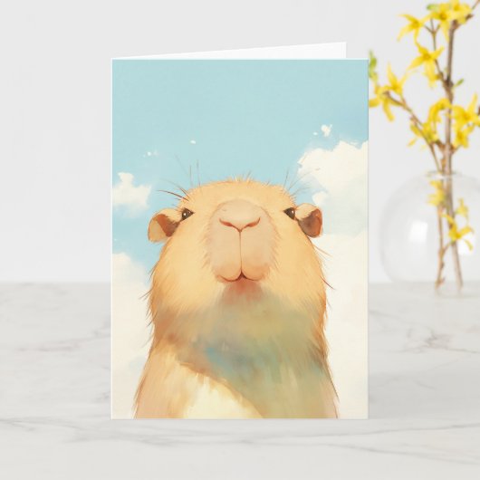 Carte Capybara Visage mou (Fleur jaune)