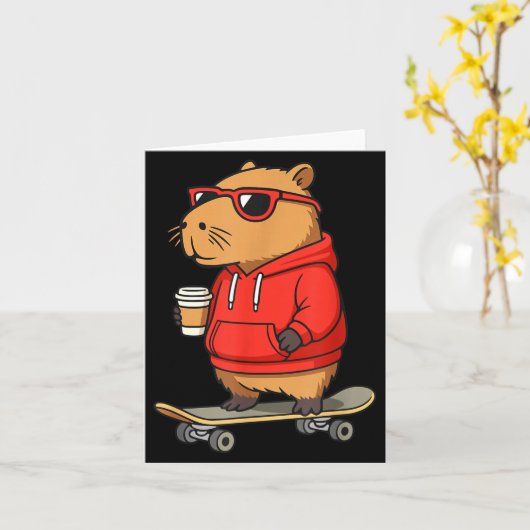Carte Capybara With Sungles Skater Capy  (Fleur jaune)