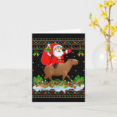 Carte Capybara Xmas Pajamas Ugly Santa Riding Capybara C (Fleur jaune)