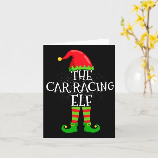 Carte Car Racing Elf Family Matching Christmas Group (Fleur jaune)
