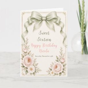 Carte Caraco Floral Vert Sauge Coquette Douze Ans