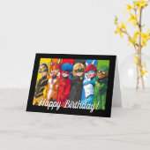 Carte Caractère de coccinelle miqueuse Anniversaire (Fleur jaune)