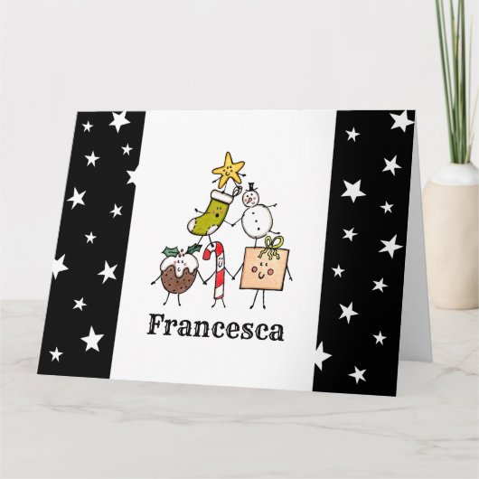 Carte Caractères de Noël personnalisés (Devant)