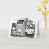 Carte Caravane vintage de camping de voiture (Fleur jaune)