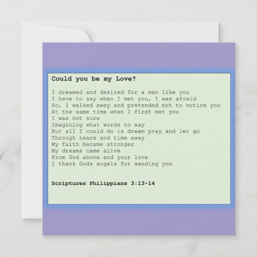 Carte Card ' Could you be my love ' (Devant)